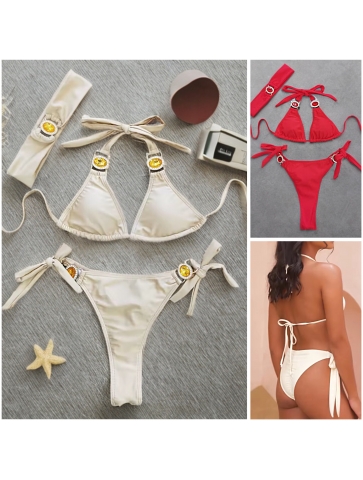 Costum de baie cu slip brazilian relgabil si bentita 10