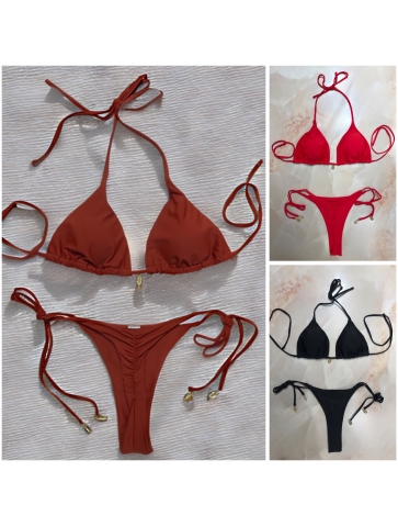 Costum de baie cu slip tanga si detalii aurii 06