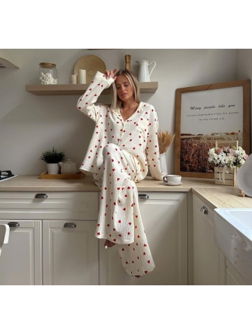 Pijama cu nasturi din bumbac 04