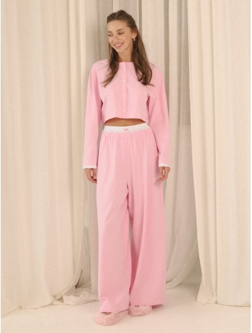 Pijama din bumbac 06, roz