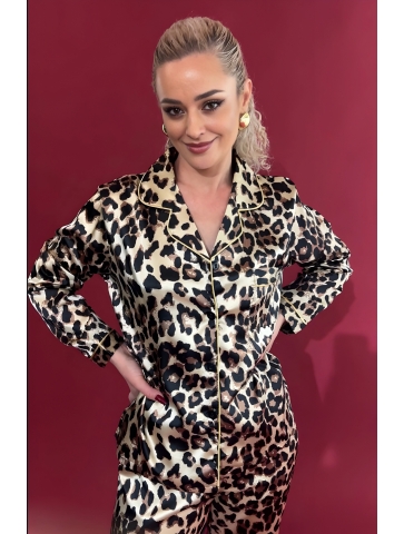 Pijama din saten, animal print 02