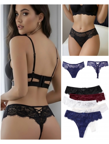 Tanga cu talie inalta din dantela cu detaliu V