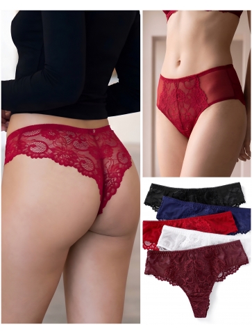 Chilot brazilian din dantela cu talie medie/inalta 06