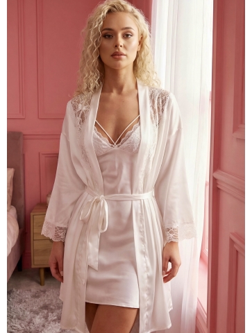 Set din saten halat cu camasa 07