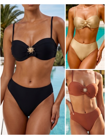 Costum de baie cu burete si slip brazilian inalt si brosa 03