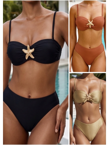Costum de baie cu burete si slip brazilian inalt si brosa 04
