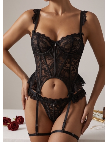 Set corset, chilot, portjartiere si jartiere 09